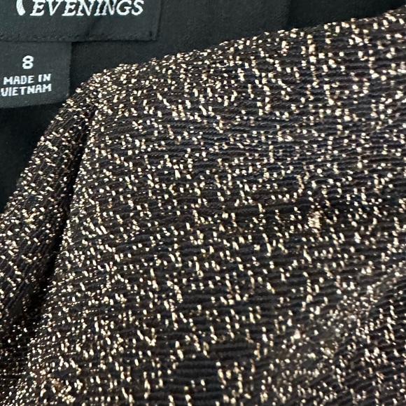 ALEX Evenings Metallic Off the Shoulder Knit Sheath Gown Copper - Picture 6 of 8